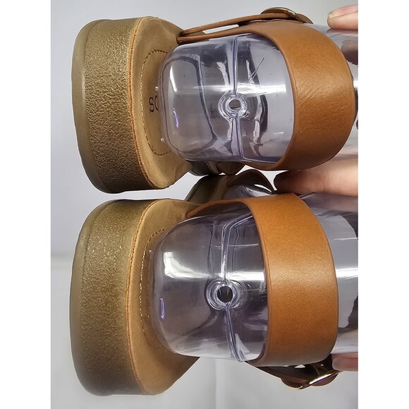 Solanz Plenty Strappy Ankle Sandals Womens Size 7 M Brown Faux Leather - Picture 7 of 11